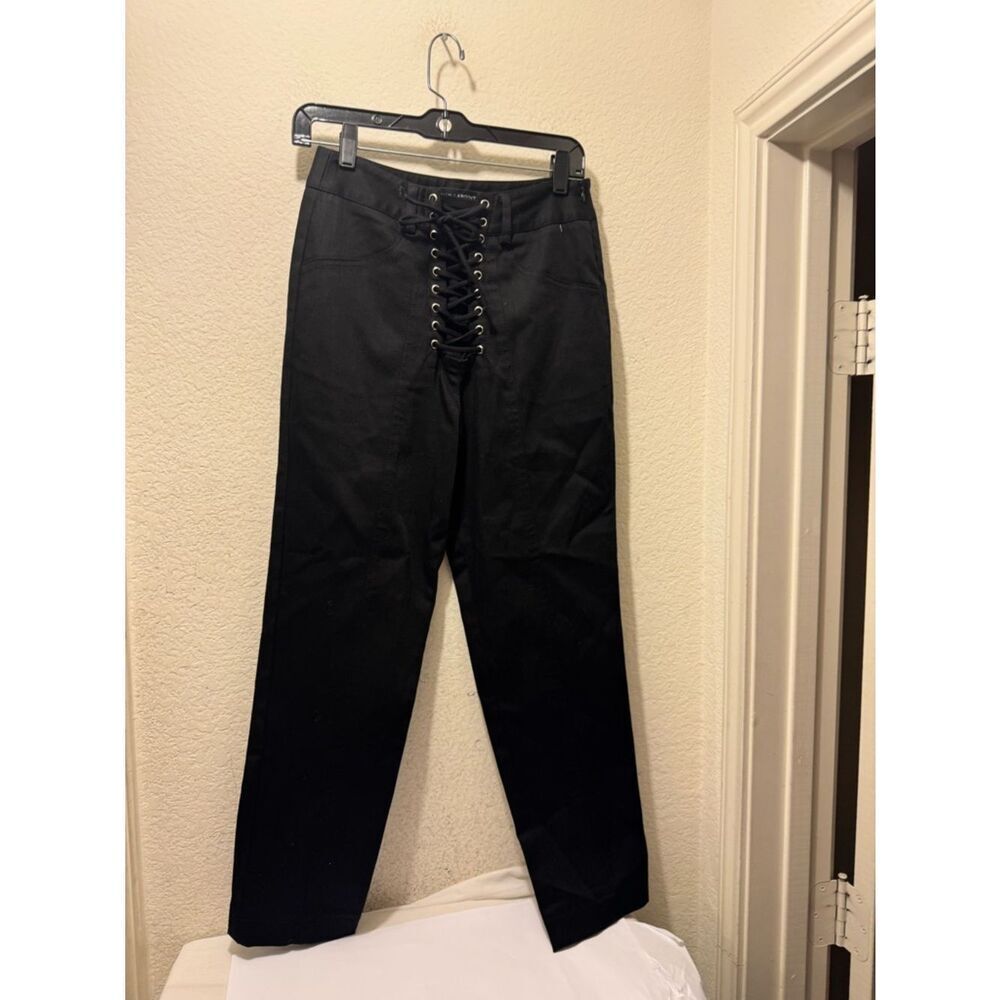 Sally LaPointe Black Lace-Up High-Waist Pants size 6